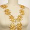 Gold Rose Embroidery Patch Pair Long Metallic Iron On Appliques 12.5 Inch